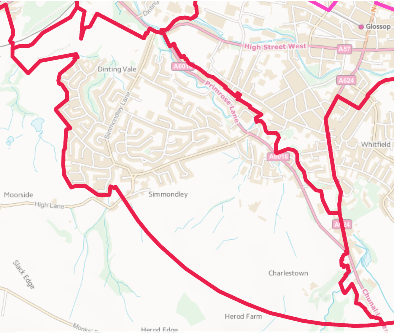 Map of the Simmondley Ward