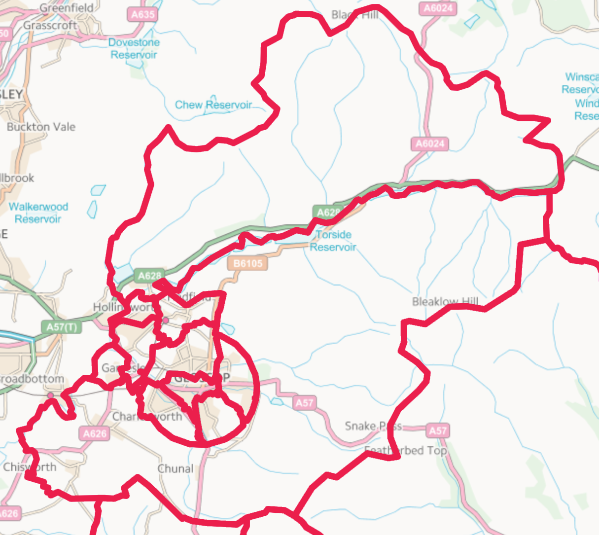 Map of Glossopdale Wards